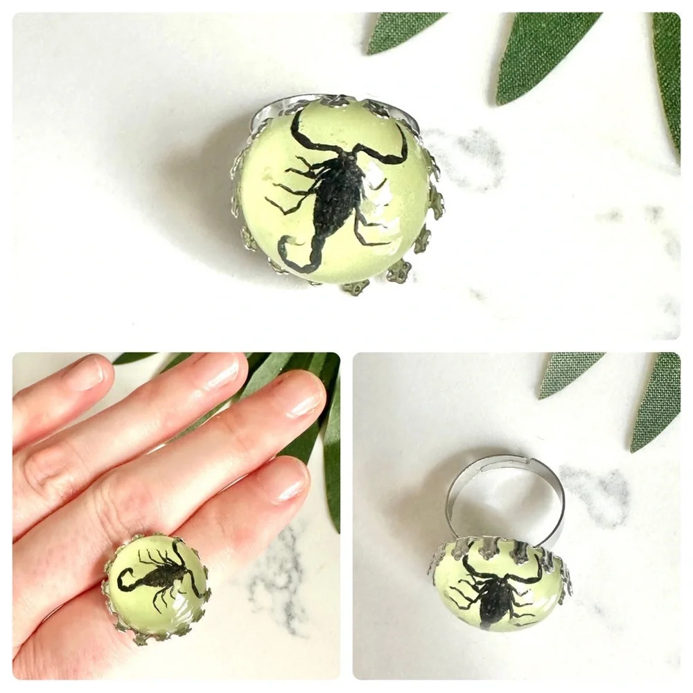 2/$30🌵 Real Resin Scorpion Adjustable Ring Insects Bugs Southwestern Size 7-8